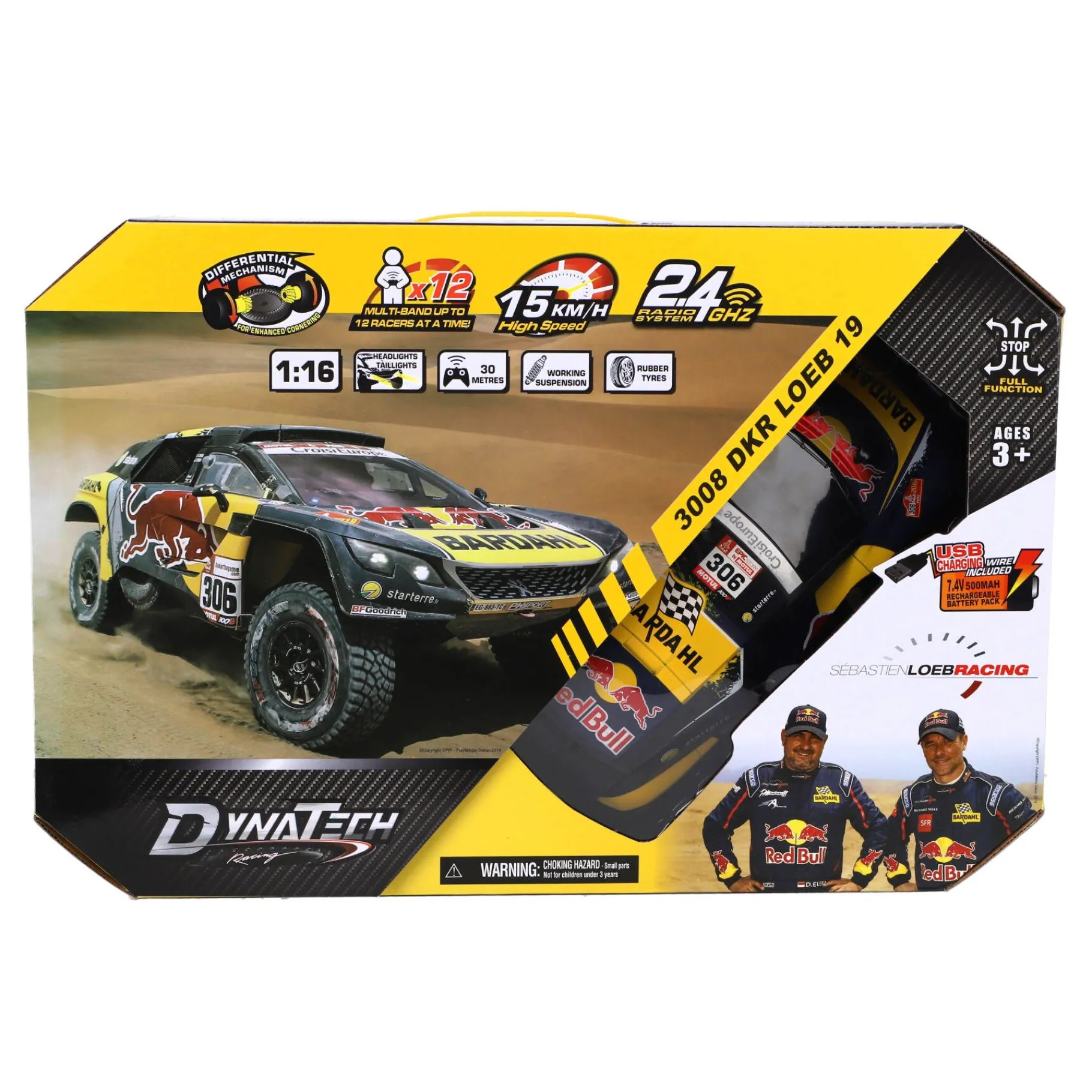 Radiografisch|Jongens>Dynatech Radiografisch bestuurbare auto peugeot 1:16 2.4g 3008 dkr loeb 19