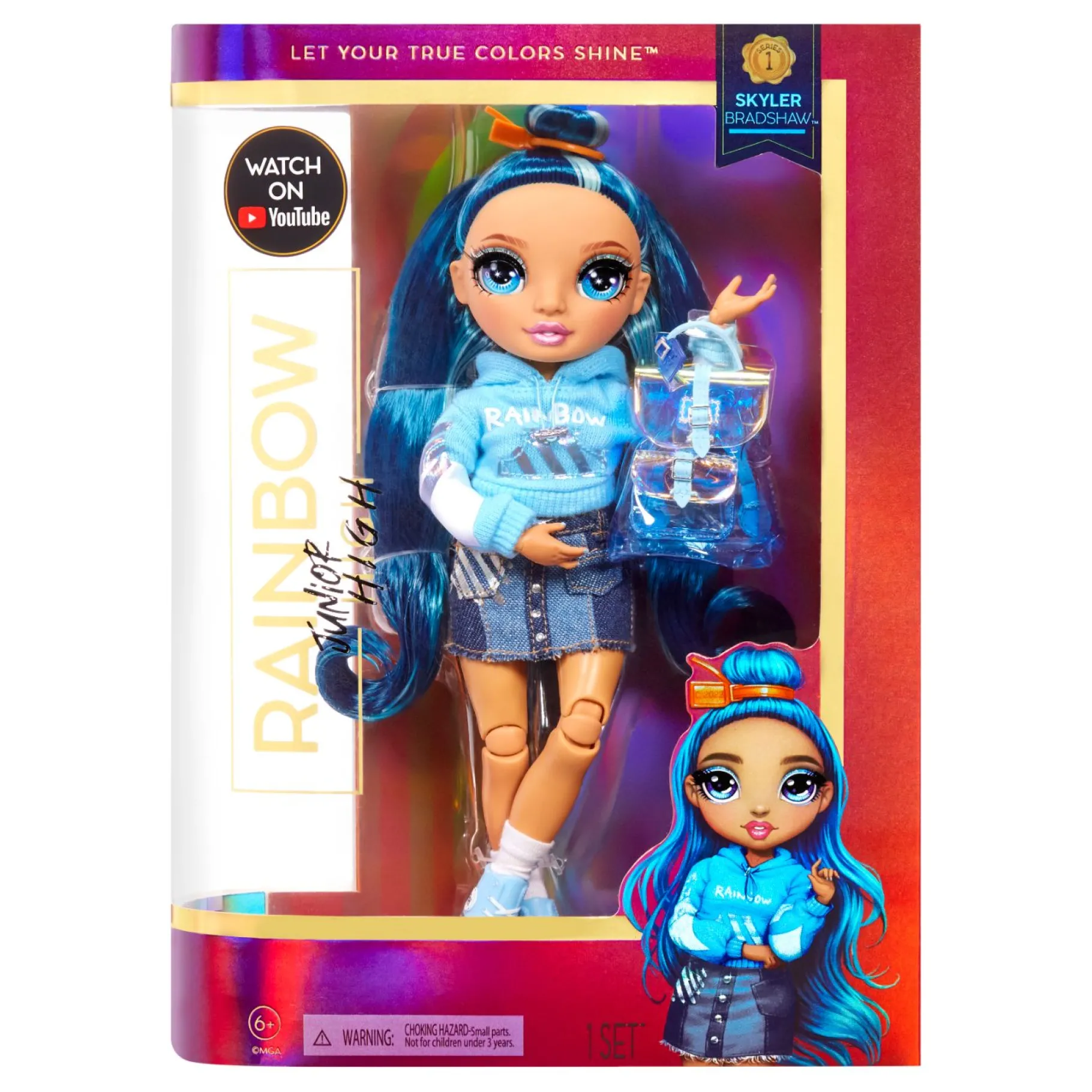 Tienerpoppen|Meisjes>Mga Rainbow High Junior High Fashion Doll Skyler Bradshaw (Blue)