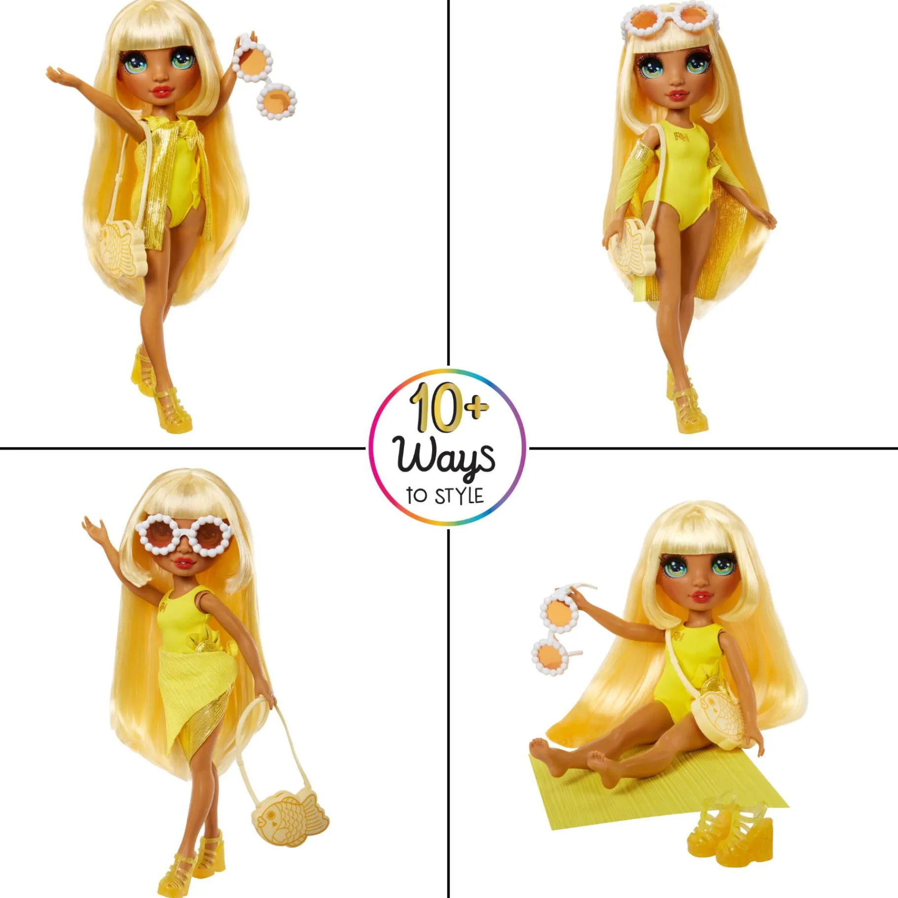 Tienerpoppen|Meisjes>Mga Rainbow High Swim & Style Modepop Sunny (Yellow