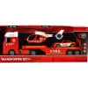 Auto's|Jongens>Rapid Wheels Autotransporter brandweer met auto en helikopter met licht en geluid en frictie