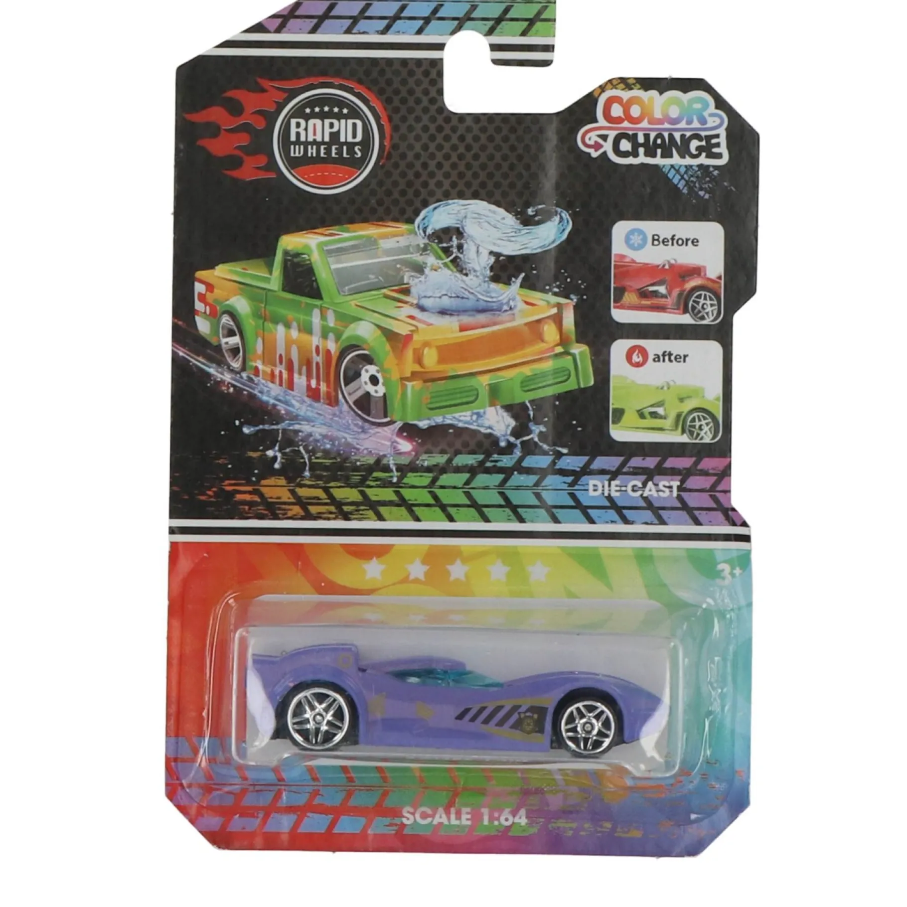 Jongens|Auto's>Rapid Wheels die cast auto color change assorti