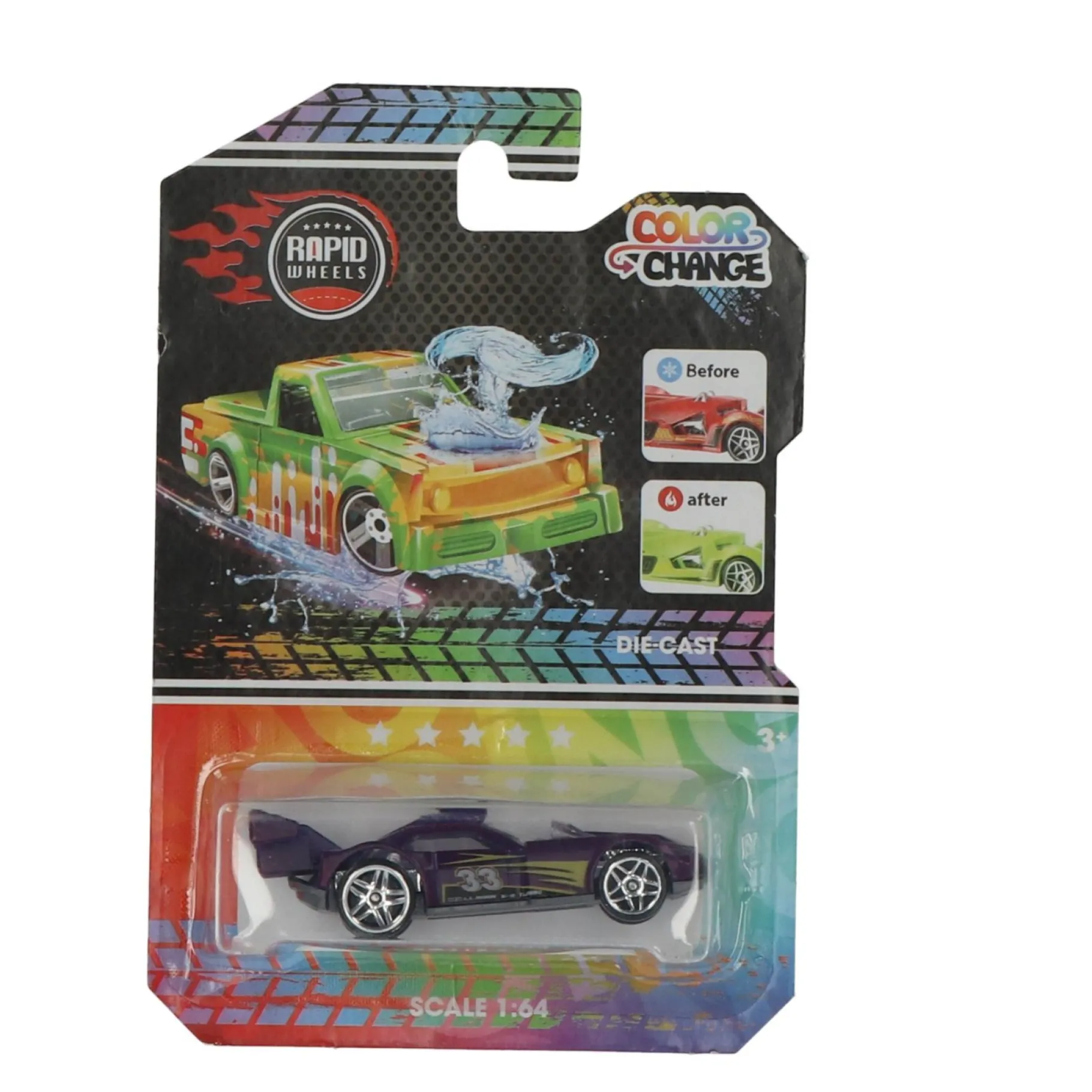 Jongens|Auto's>Rapid Wheels die cast auto color change assorti