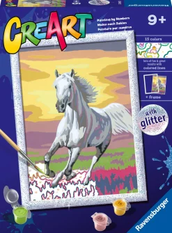 Verven / Schilderen>Ravensburger Creart schilderen op nummer paard   bij zonsondergang