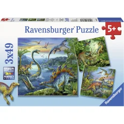 Legpuzzels>Ravensburger Puzzel Dinosauriërs 3x49 Stuks