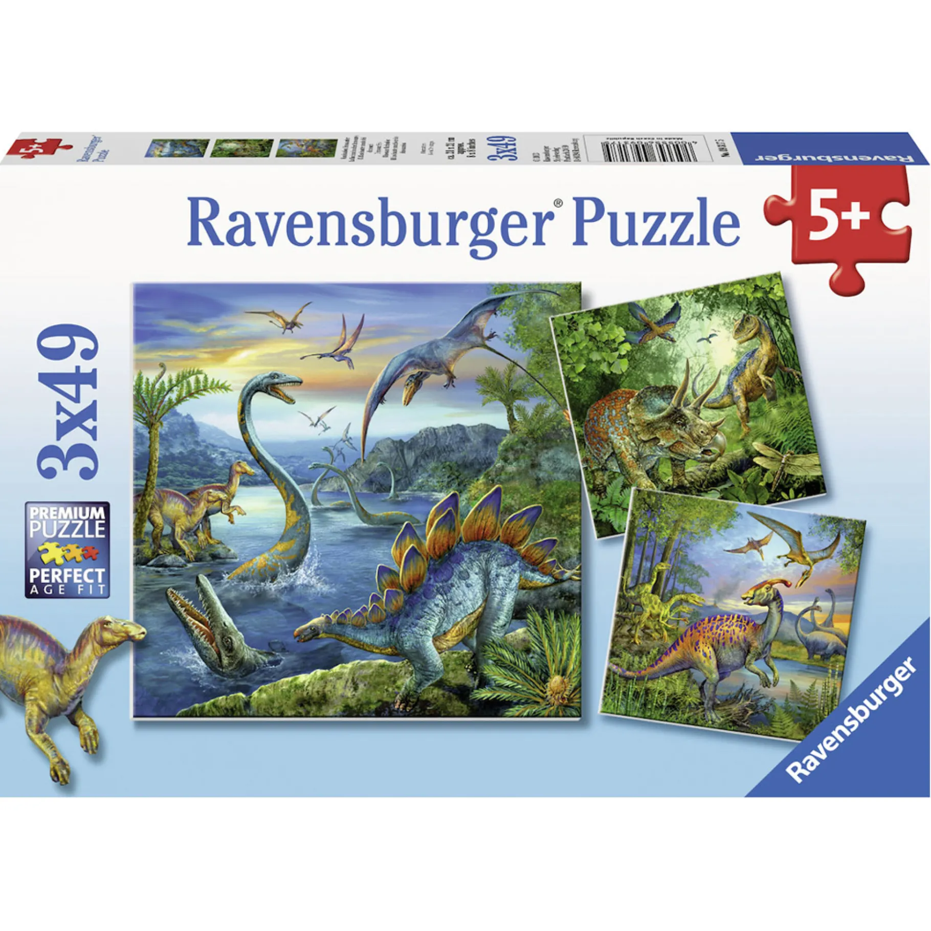 Legpuzzels>Ravensburger Puzzel Dinosauriërs 3x49 Stuks
