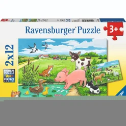 Legpuzzels> Ravensburger puzzel jonge dieren op het platteland 2 x 12 stukjes