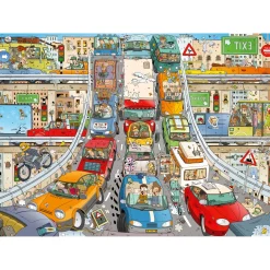 Legpuzzels> Ravensburger puzzel rear view verkeerschaos 1000  stukjes
