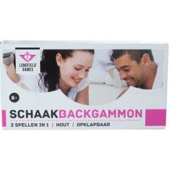 Strategiespellen> Schaak Backgammon cassette hout 30x16x4 cm