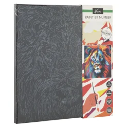 Verven / Schilderen> Schilderen op Nummer Luxe Zwart Canvas Leeuw 30x30