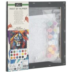 Verven / Schilderen> Schilderen op Nummer Luxe Zwart Canvas Leeuw 30x30