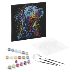 Verven / Schilderen> Schilderen op Nummer Luxe Zwart Canvas Hond 30x30