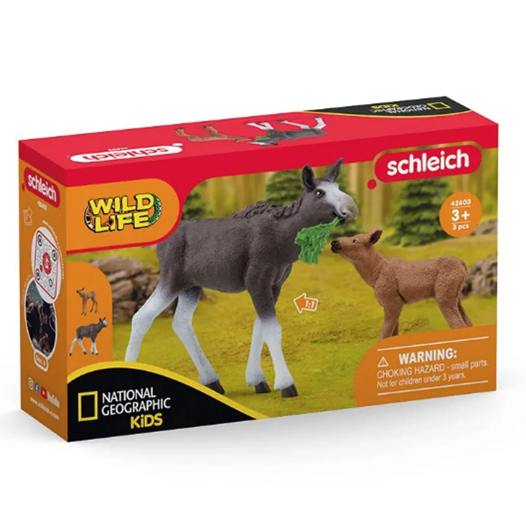 Speelfiguren>Schleich 42603 Moose with Calf (NatGeo)