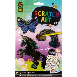 Paraplu's En Tassen|Krasfolie> Scratch art met kleuren 7 delig 2 assorti