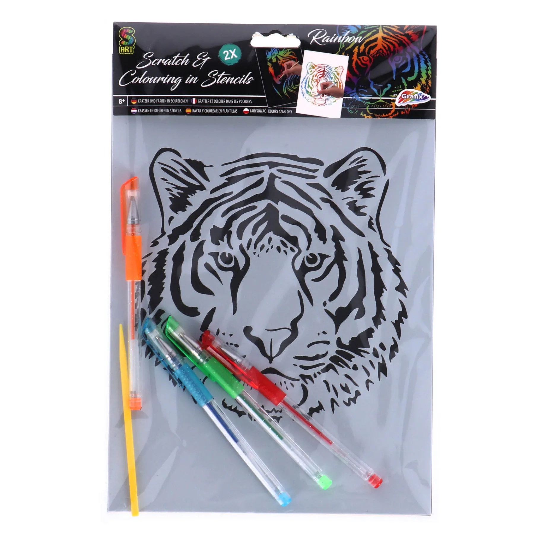 Krasfolie>Grafix Scratch En Colour 2 in 1 7-Delig Asst. (2 Kras Vellen, Kraspen + 4 Gelpennen)