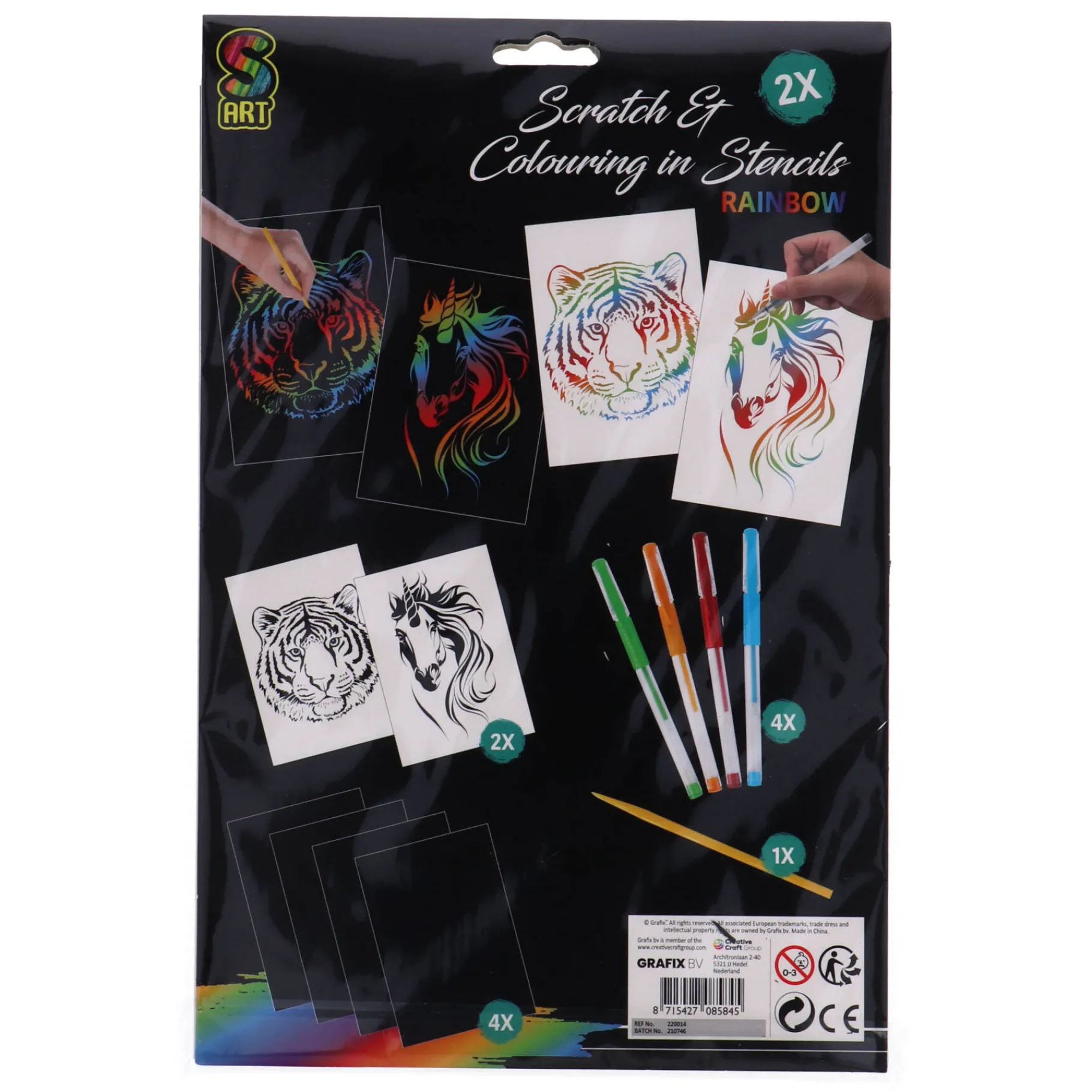 Krasfolie>Grafix Scratch En Colour 2 in 1 7-Delig Asst. (2 Kras Vellen, Kraspen + 4 Gelpennen)