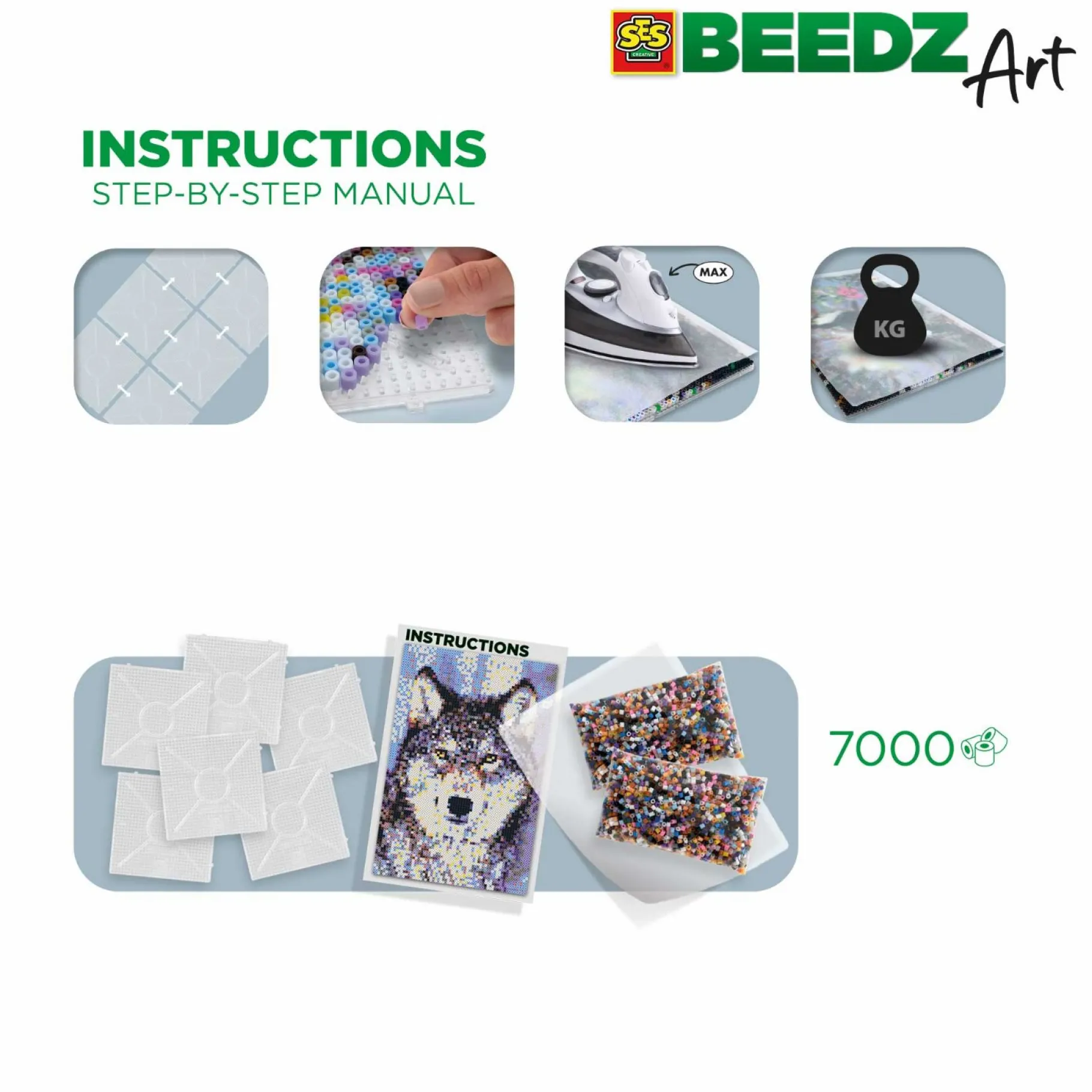 Strijkkralen>Ses BEEDZ ART: Strijkkralen Wolf