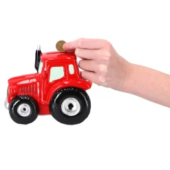 Spaarpotten></noscript> Spaarpot aardewerk tractor groen/rood ass