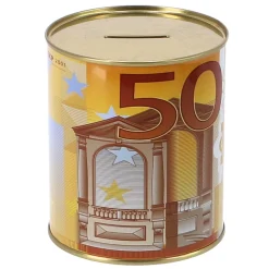 Spaarpotten></noscript> Spaarpot met eurobiljet assorti 10X10X12 cm