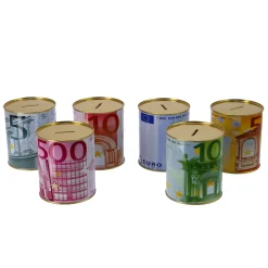 Spaarpotten></noscript> Spaarpot met eurobiljet assorti 10X10X12 cm
