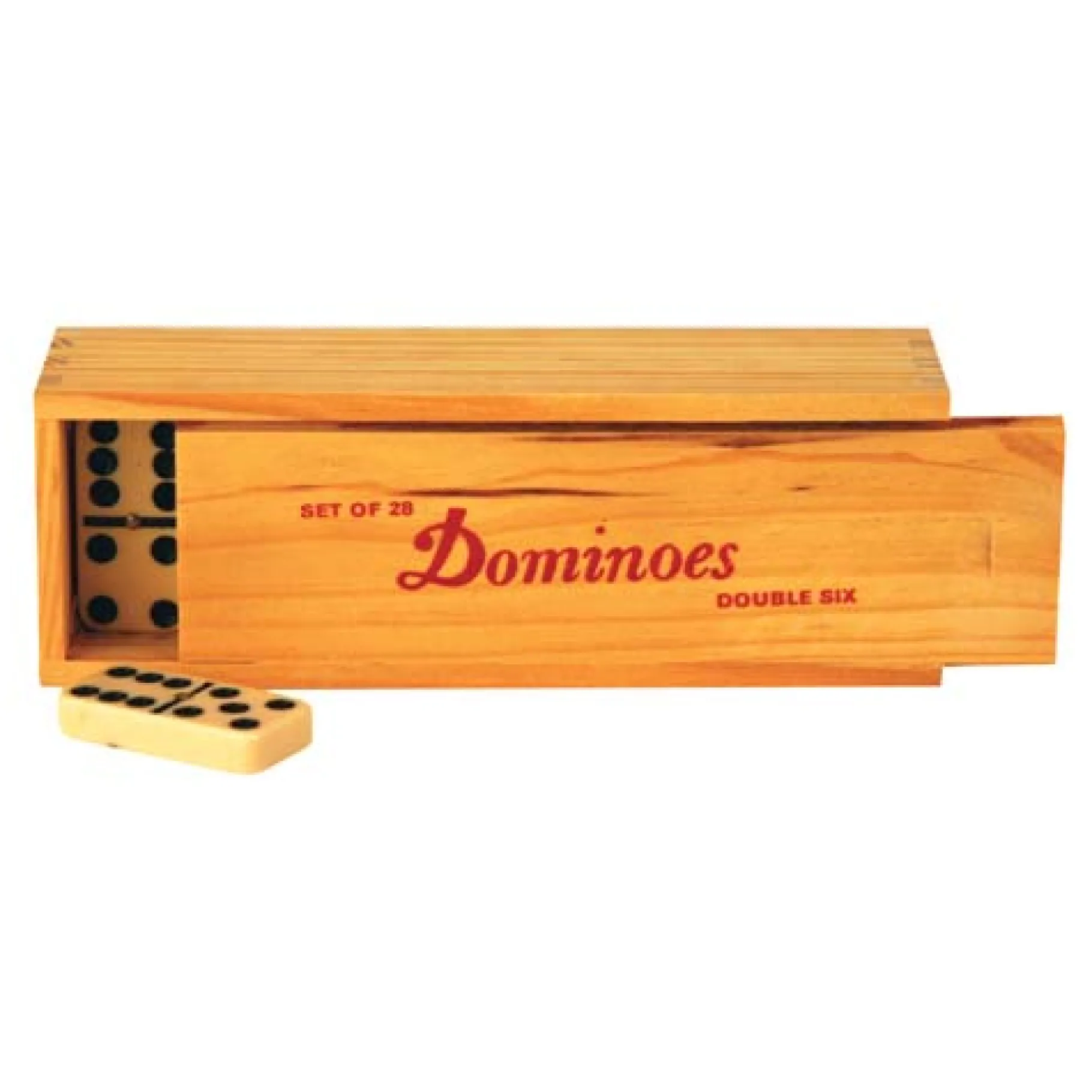 Familiespellen> Spel Domino Hout Dubbel 6 In Kist