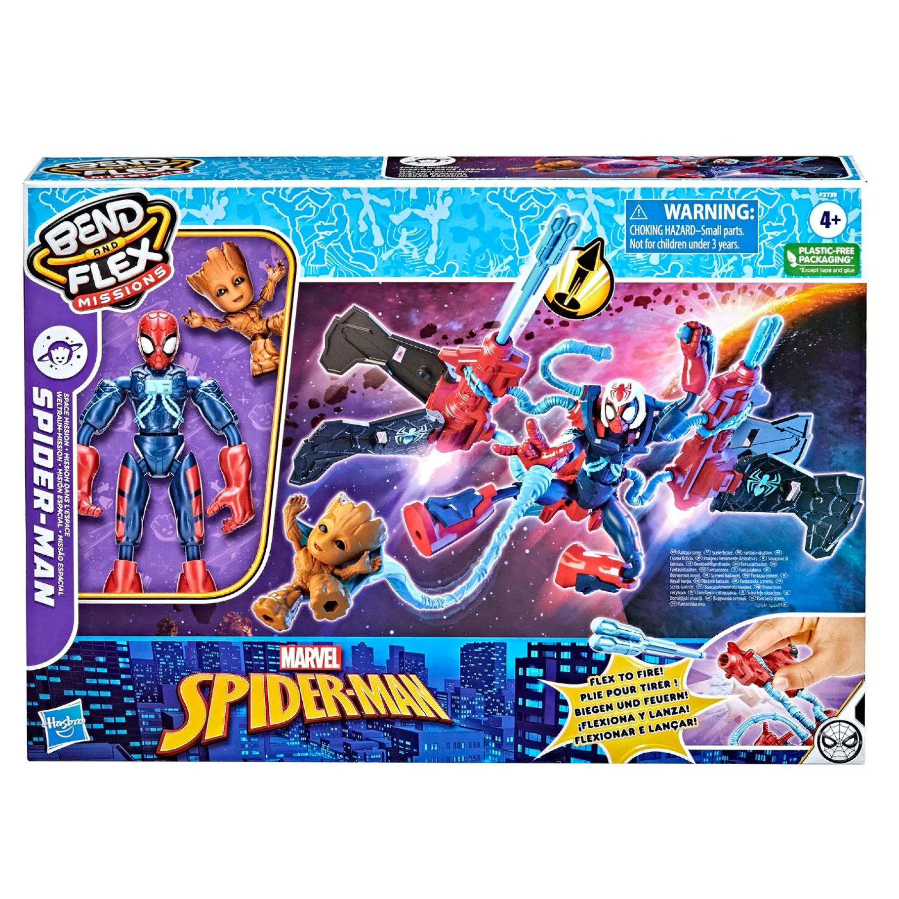 Jongens|Actiefiguren>Hasbro Spiderman Bend N Flex Space Mission Flex Jet