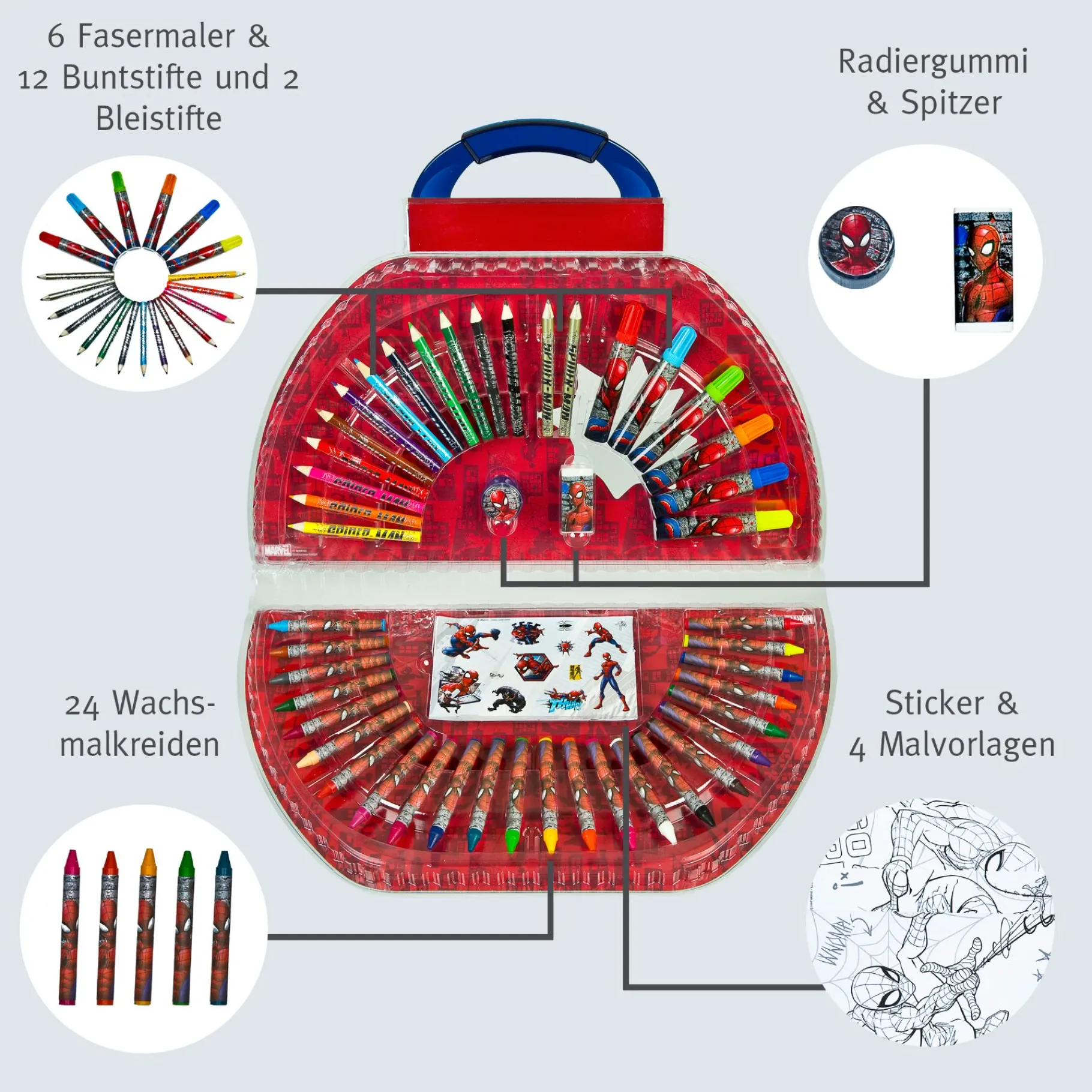 Tekenen / Kleuren> Spider-Man Kleurkoffer 51-delig