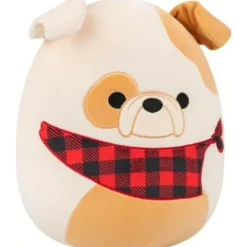 Overige> Squishmallows 30 cm Brock - white and tan bulldog w/plaid bandana