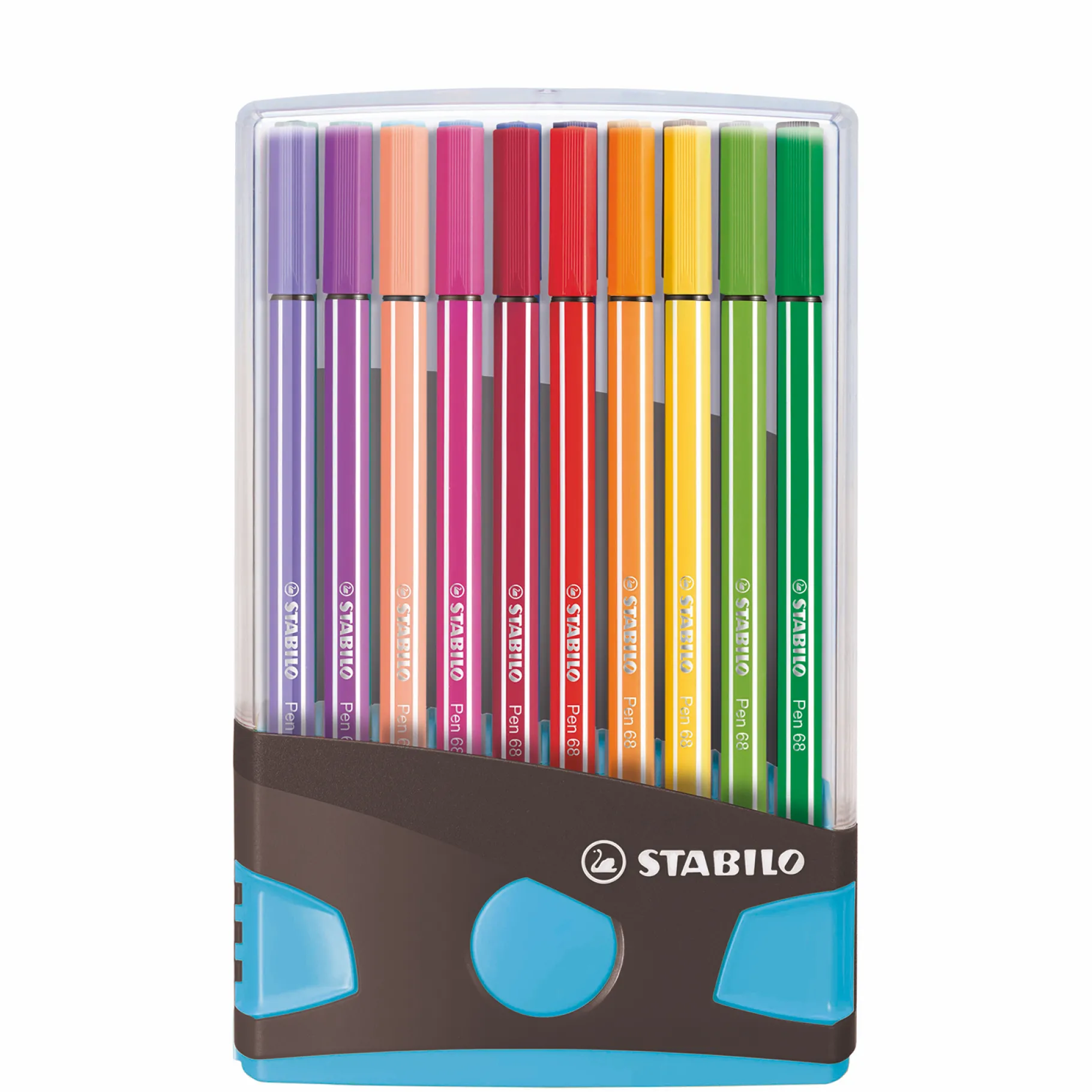Meisjes|Schrijfwaren>Stabilo Pen 68 Colorparade Antraciet/Lichtblauw 20 Kleuren
