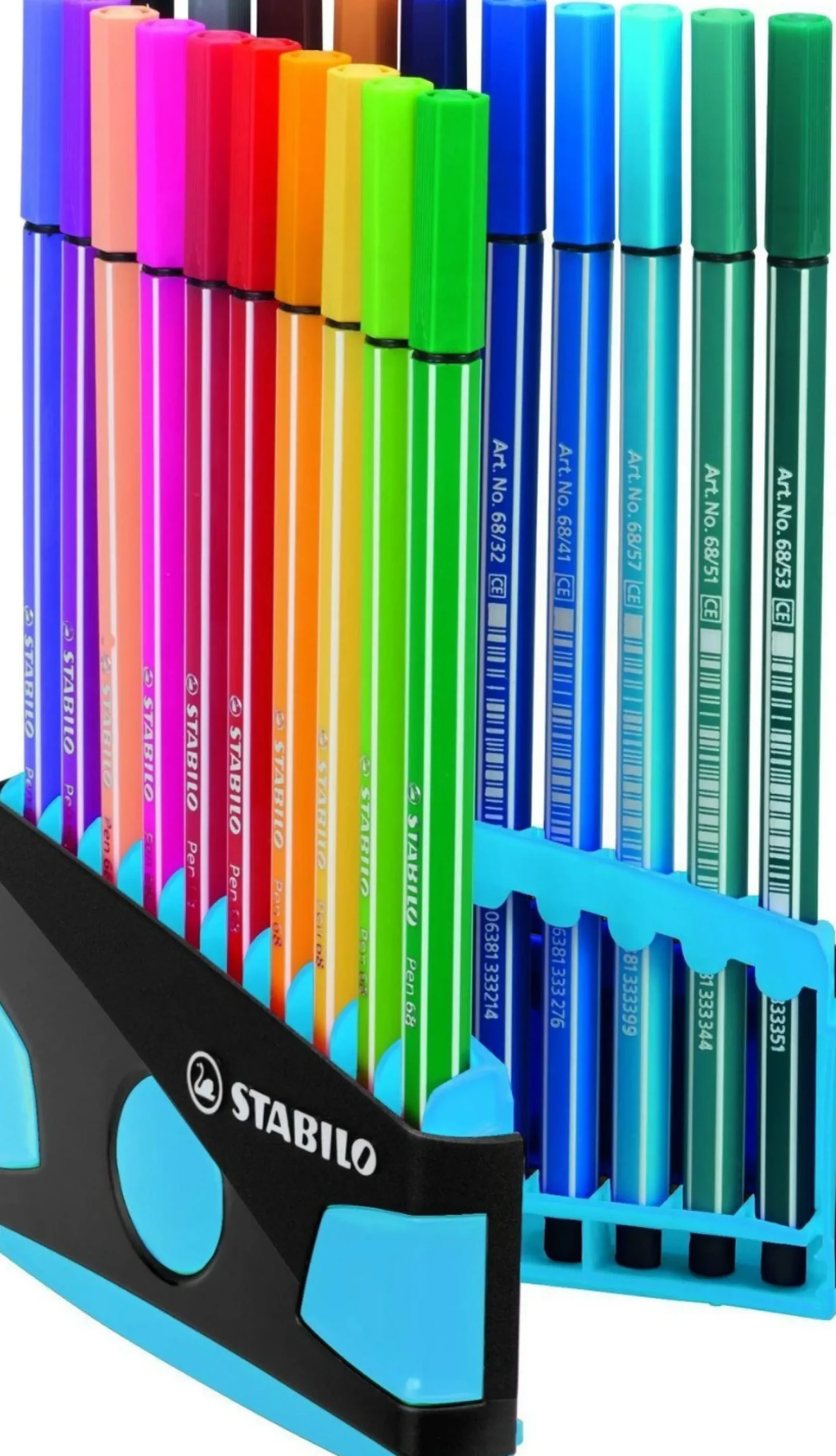 Meisjes|Schrijfwaren>Stabilo Pen 68 Colorparade Antraciet/Lichtblauw 20 Kleuren