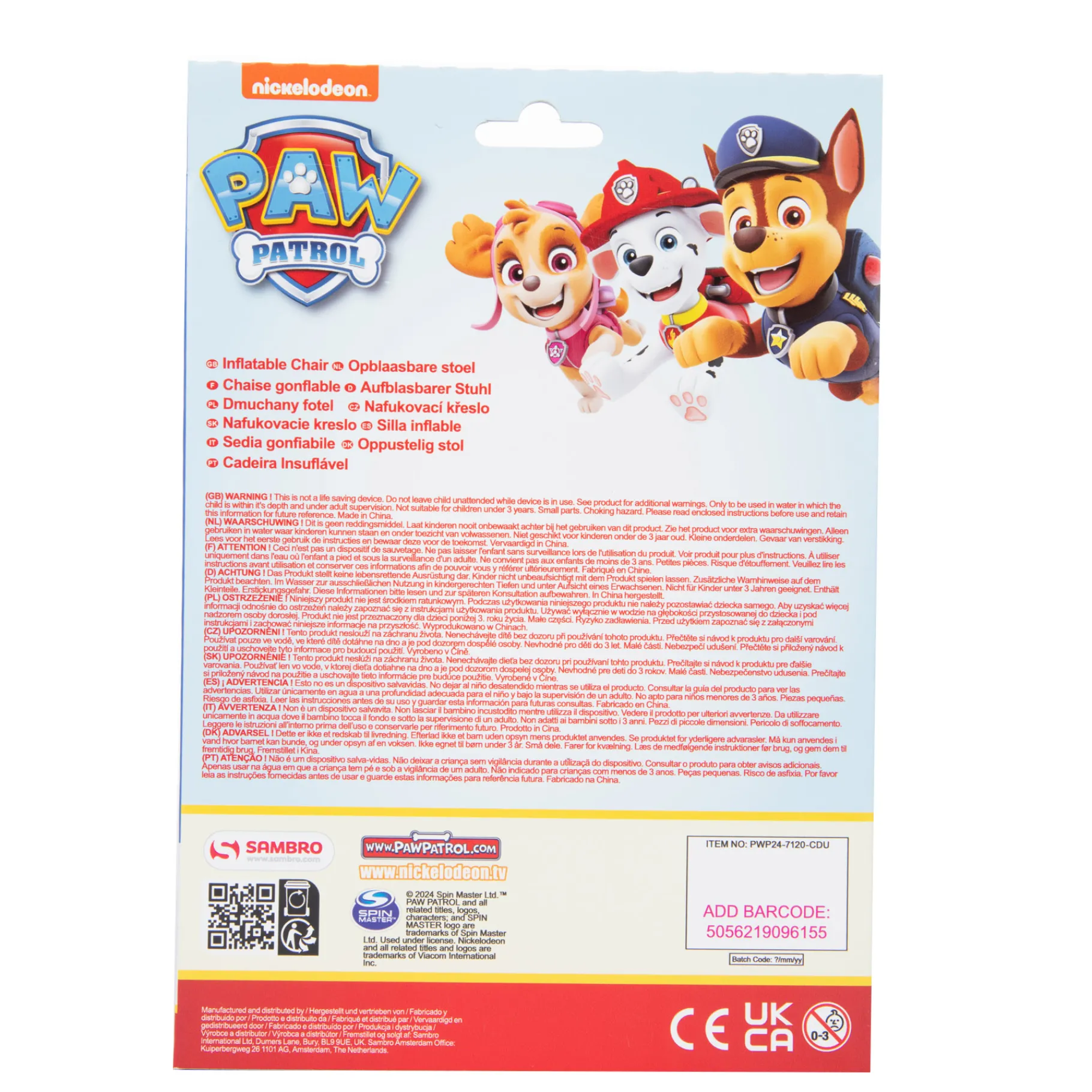 Zwemmen En Waterspeelgoed>Sambro Stoel Opblaasbaar Paw Patrol