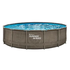 Zwemmen En Waterspeelgoed|Zwembaden>Summer Waves Zwembad Active Frame 457 X 106 cm Dark Double Rattan + filterpomp
