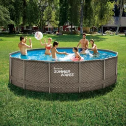 Zwemmen En Waterspeelgoed|Zwembaden>Summer Waves Zwembad Active Frame 457 X 106 cm Dark Double Rattan + filterpomp