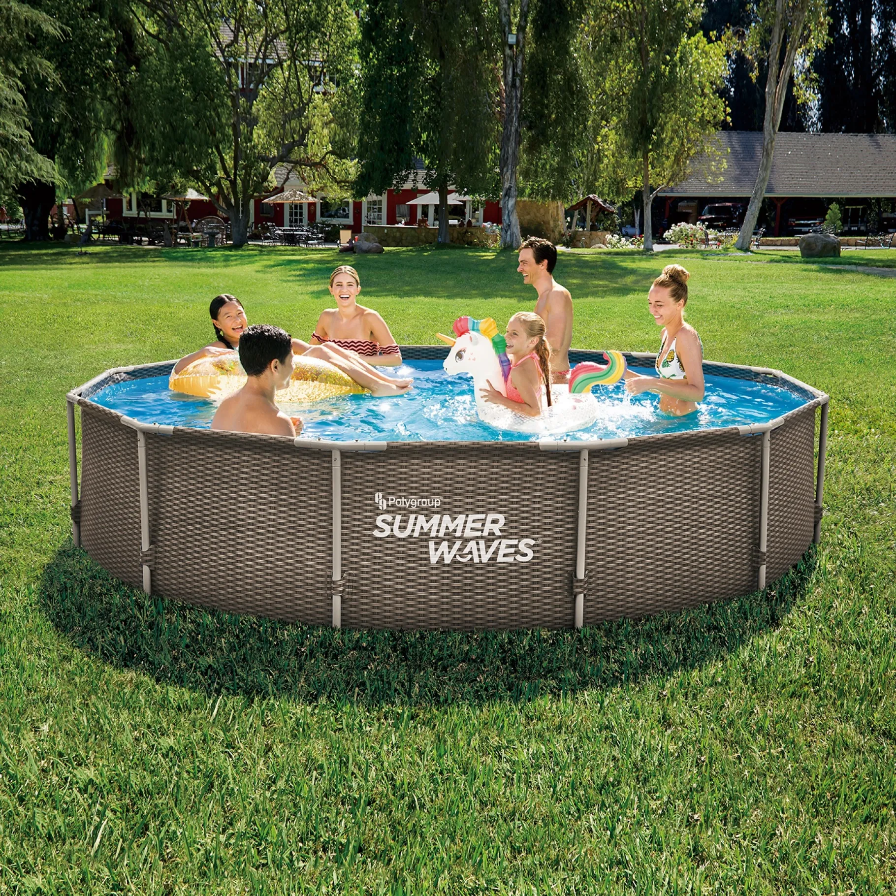 Zwemmen En Waterspeelgoed|Zwembaden>Summer Waves Zwembad Active Frame 366 X 76 cm Dark Double Rattan + filterpomp