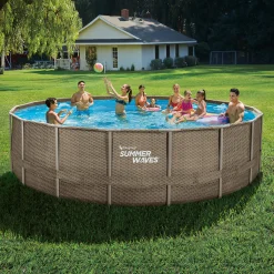Zwemmen En Waterspeelgoed|Zwembaden>Summer Waves Zwembad Elite Frame 549 X 132 cm Dark Triple Basketweave + filterpomp