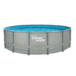 Zwemmen En Waterspeelgoed|Zwembaden>Summer Waves Zwembad Elite Frame 488 x 122 cm Natural Rattan + filterpomp