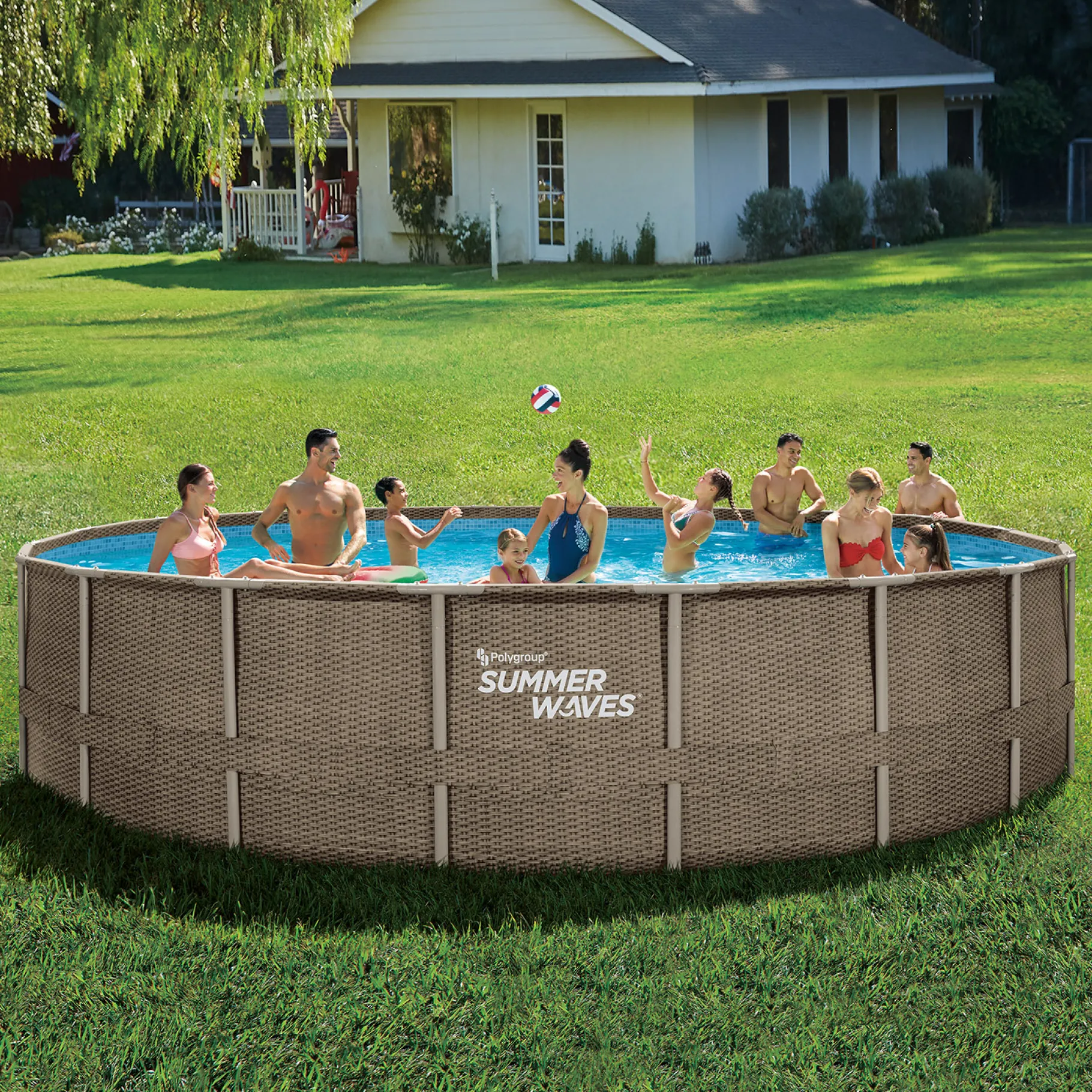 Zwembaden|Zwemmen En Waterspeelgoed>Summer Waves Zwembad Elite Frame 610 X 122 cm Dark Triple Basketweave + filterpomp