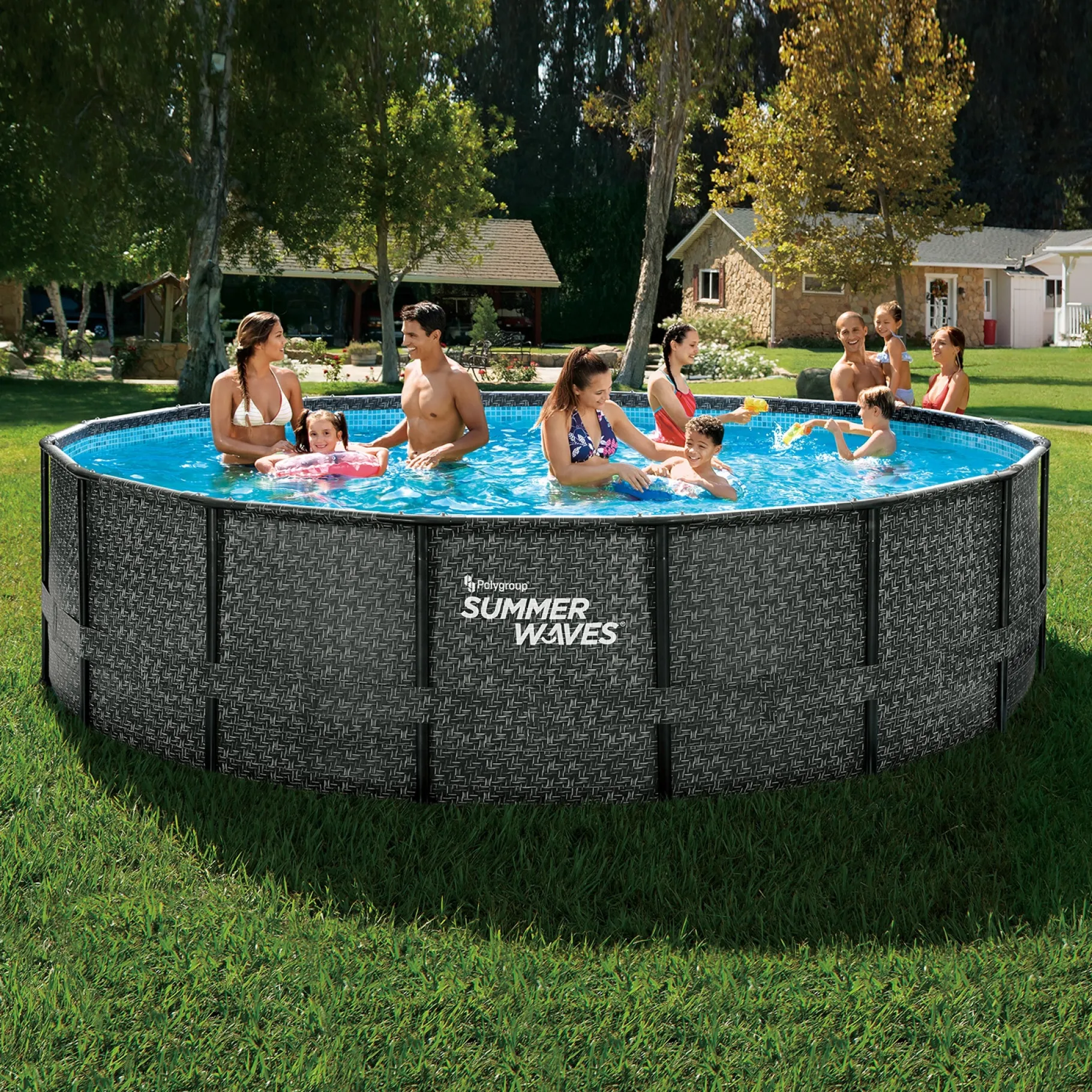 Zwemmen En Waterspeelgoed|Zwembaden>Summer Waves Zwembad Elite Frame 488 X 122 cm Dark Herringbone + filterpomp