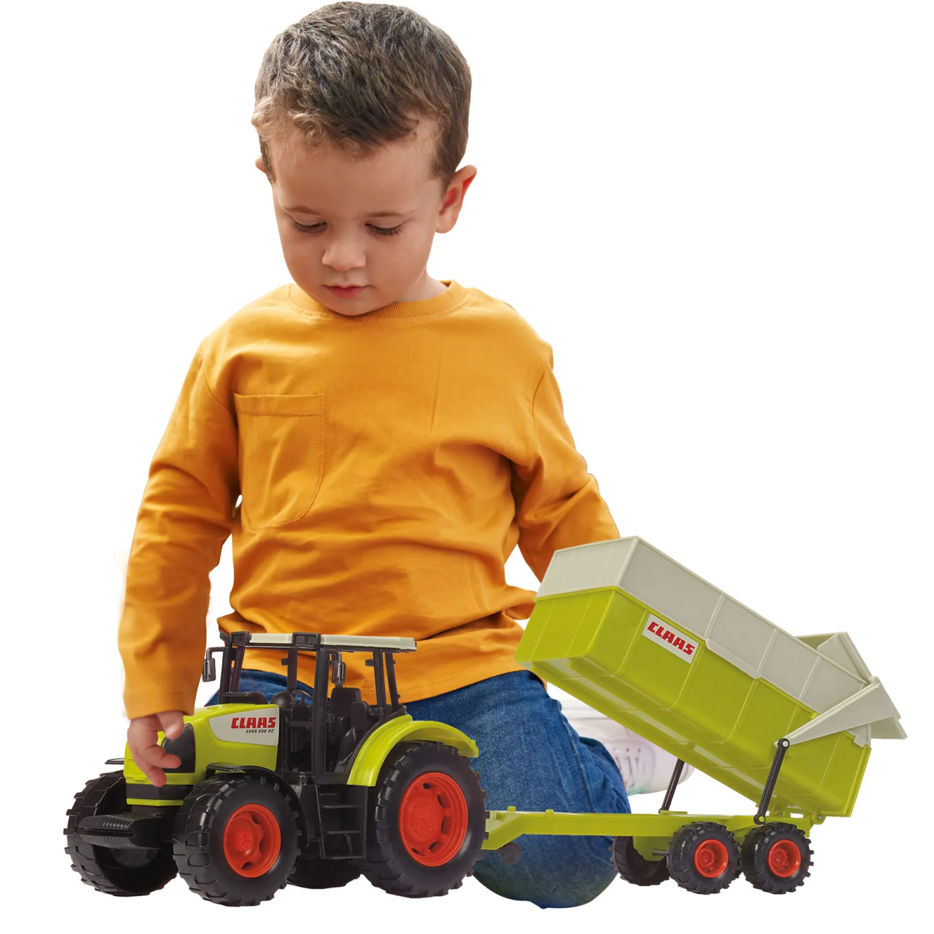 Boerderij|Jongens>Dickie Tractor CLAAS Ares Met Aanhanger