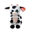 Dieren Knuffels En Pluche>Ty Beanie Bellies Cow Black/White 17cm