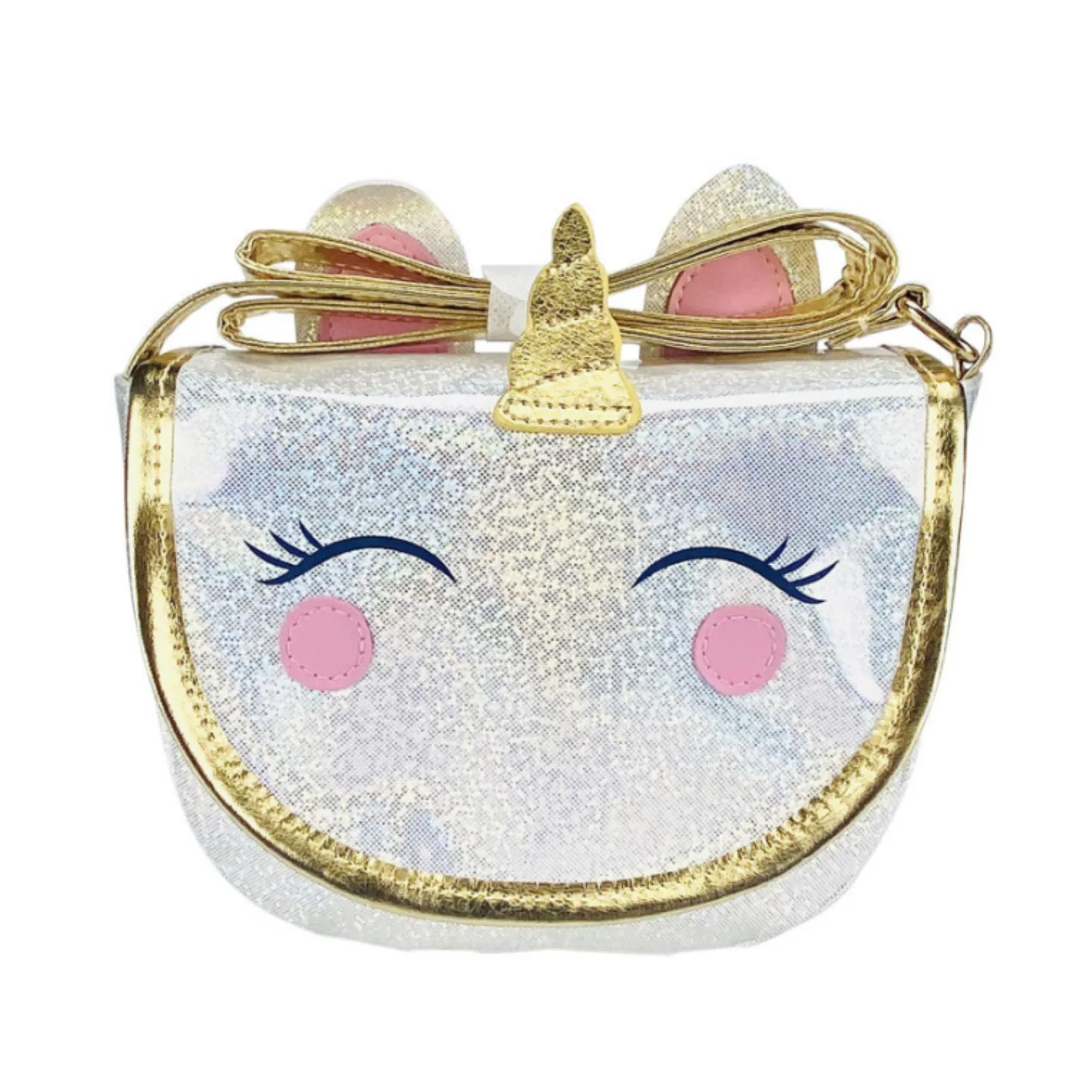 Paraplu's En Tassen> Unicorn Schoudertas Zilver/Goud