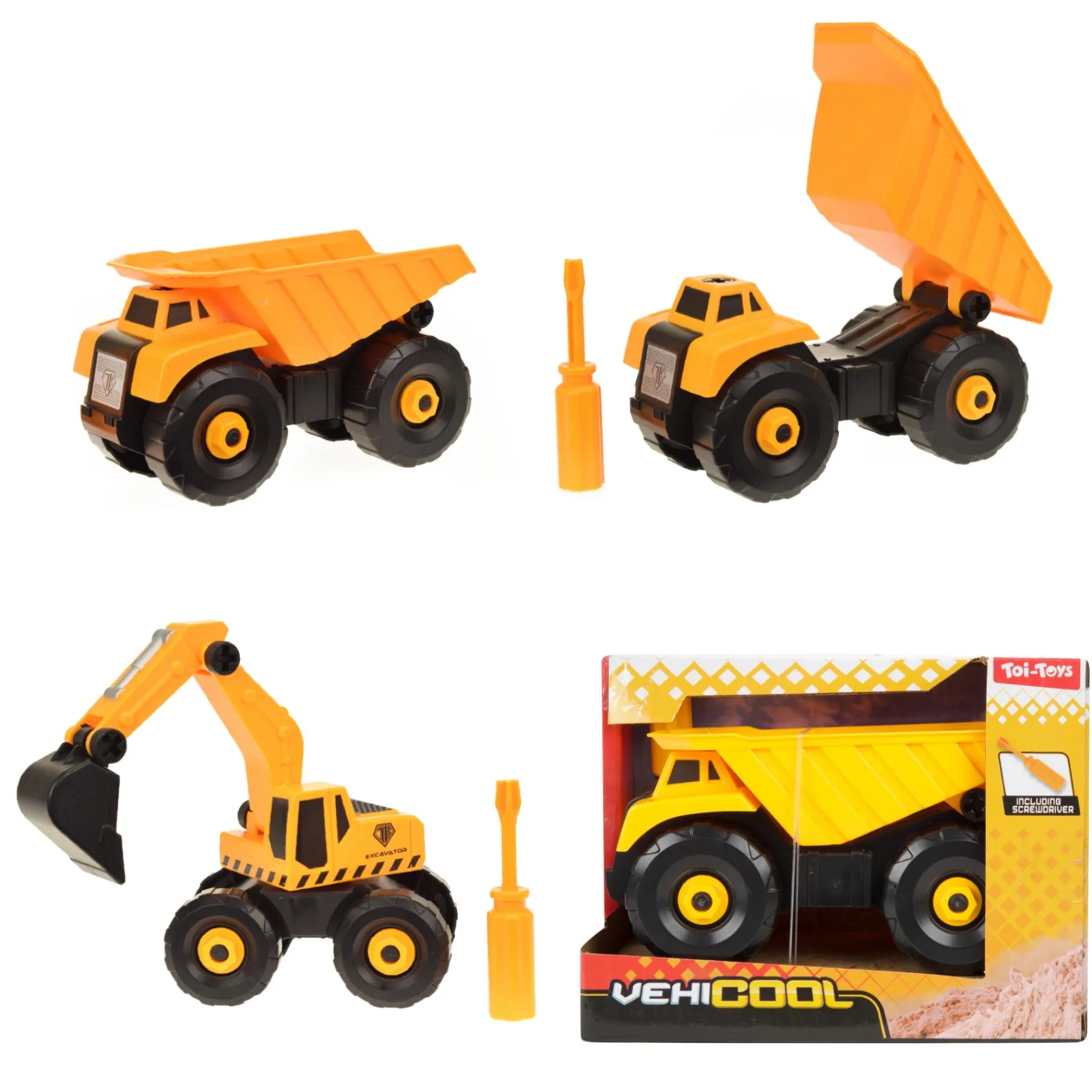 Voertuigen|Jongens> Vehicool bouwvoertuig met schroevendraaier doe het zelf 3 assorti