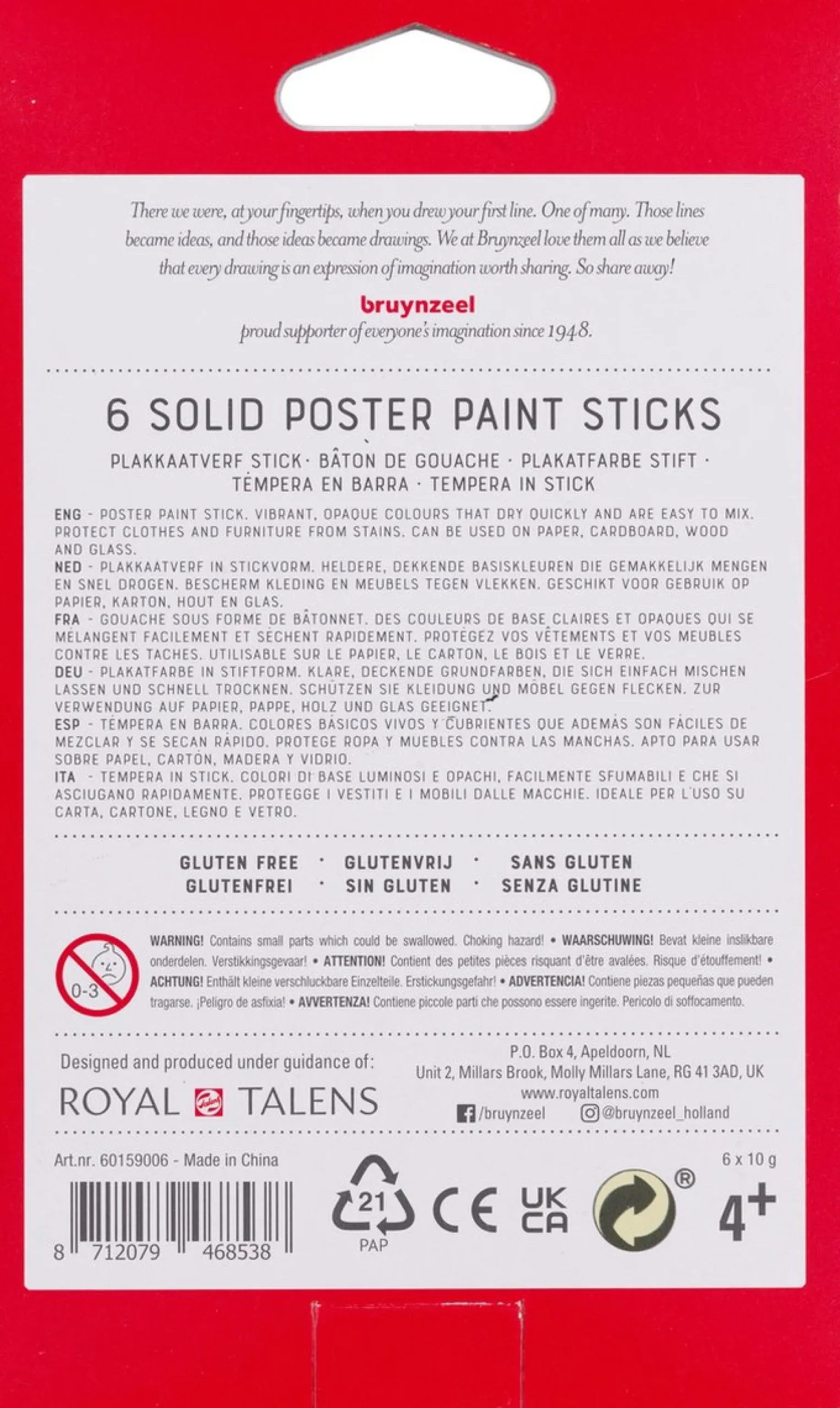 Tekenen / Kleuren>Bruynzeel Verfstiften 6 Stuks Basic Kleuren