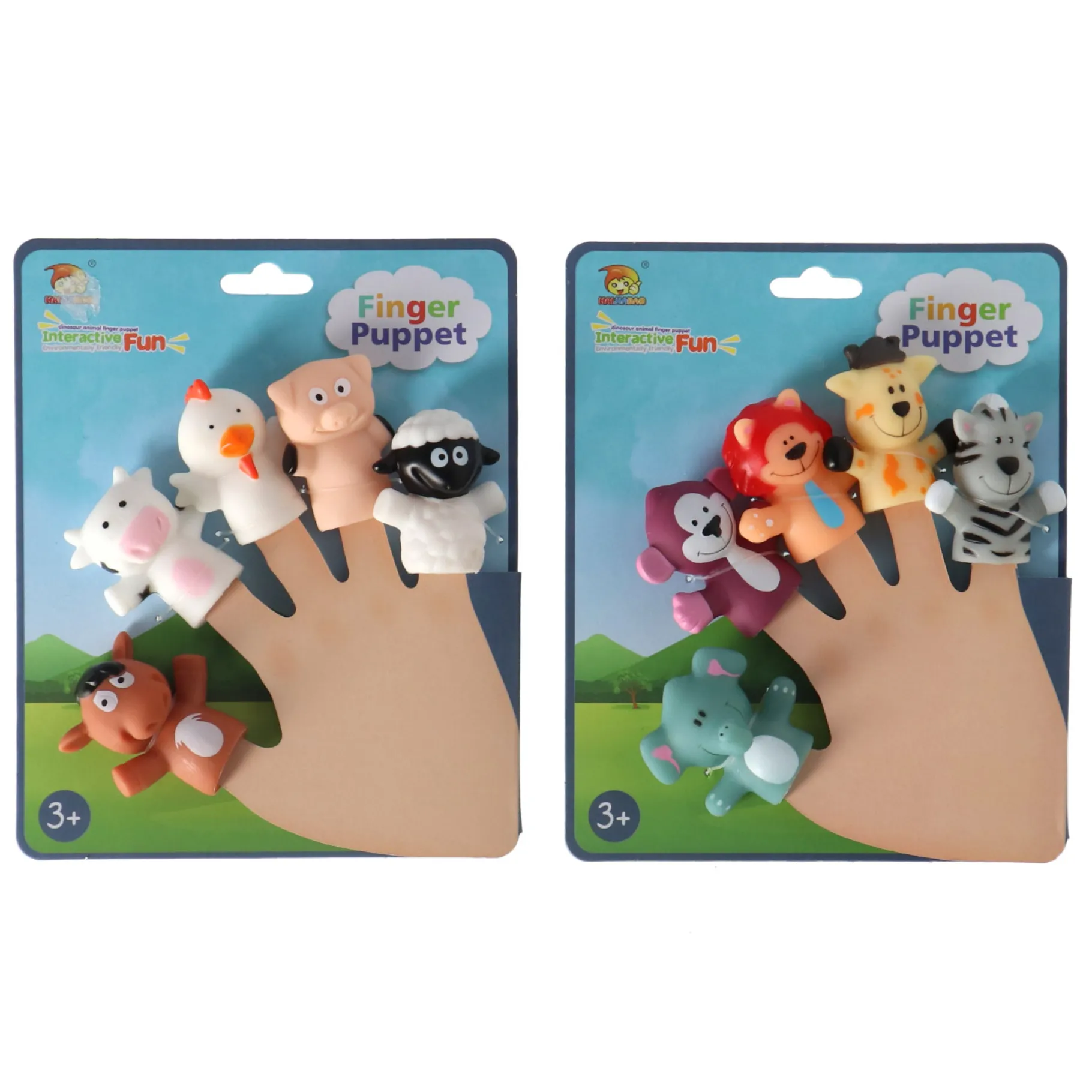 Dino's|Jongens> Vingerpoppen Dieren 2 Assorti