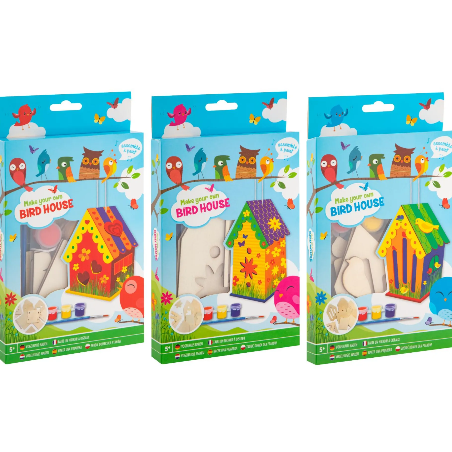 Knutselsets> Vogelhuisje maken mini 3 assorti