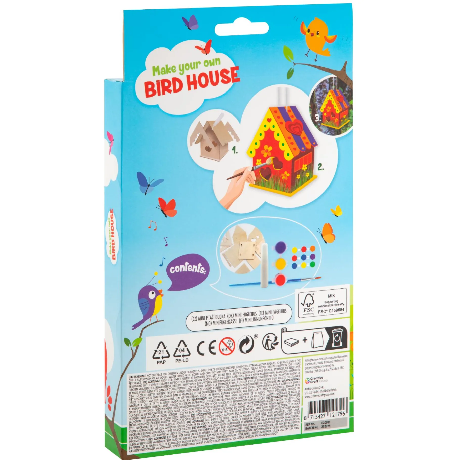 Knutselsets> Vogelhuisje maken mini 3 assorti