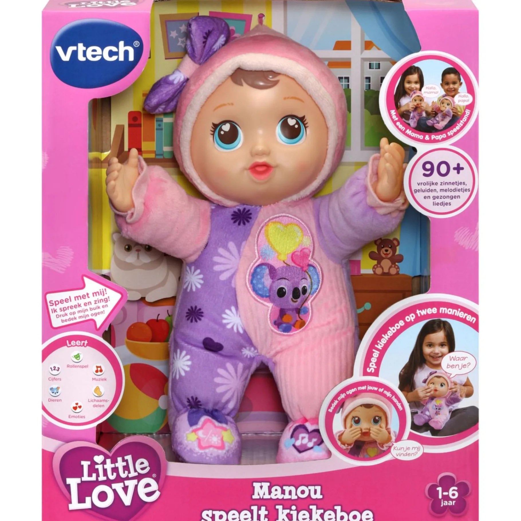 Poppen Met Functies>Vtech Little Love Manou Speelt Kiekeboe