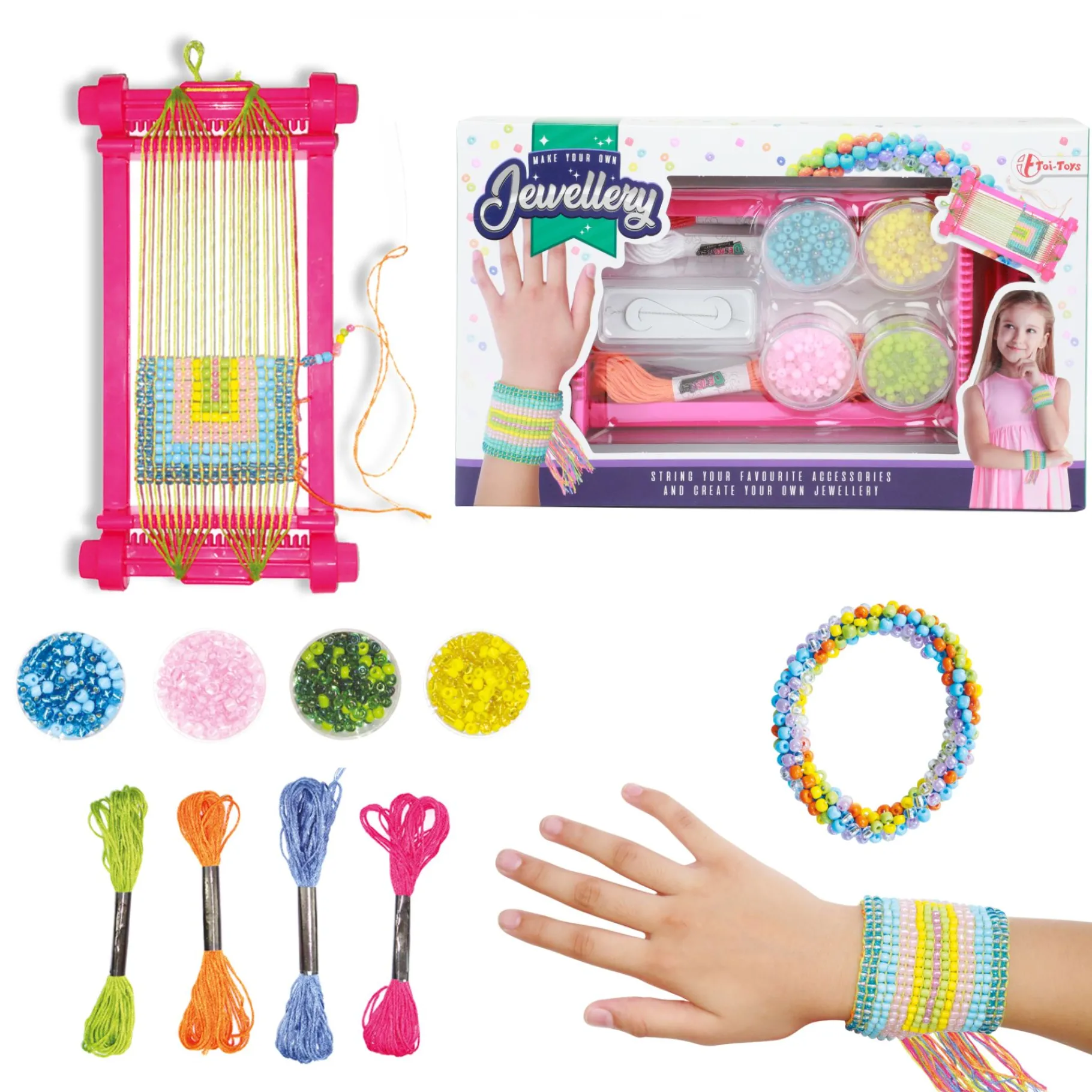 Sieraden Maken> Weefgetouw set met garen en kralen